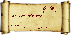Czeider Márta névjegykártya
